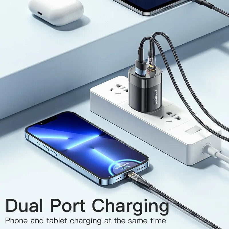 Essager 33W GaN USB C Charger Digital Display PD Fast Charging For iPhone 13 12 Max Pro iPad For Xiaomi Poco Samsung Charger Es - Laranja e Tangerina