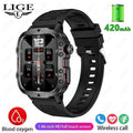 LIGE New Smart Watch 1.96 Inch Screen 420 MAh Bluetooth Call Voice Assistant Watch Sports Fitness Waterproof Smartwatch For Men - Laranja e Tangerina