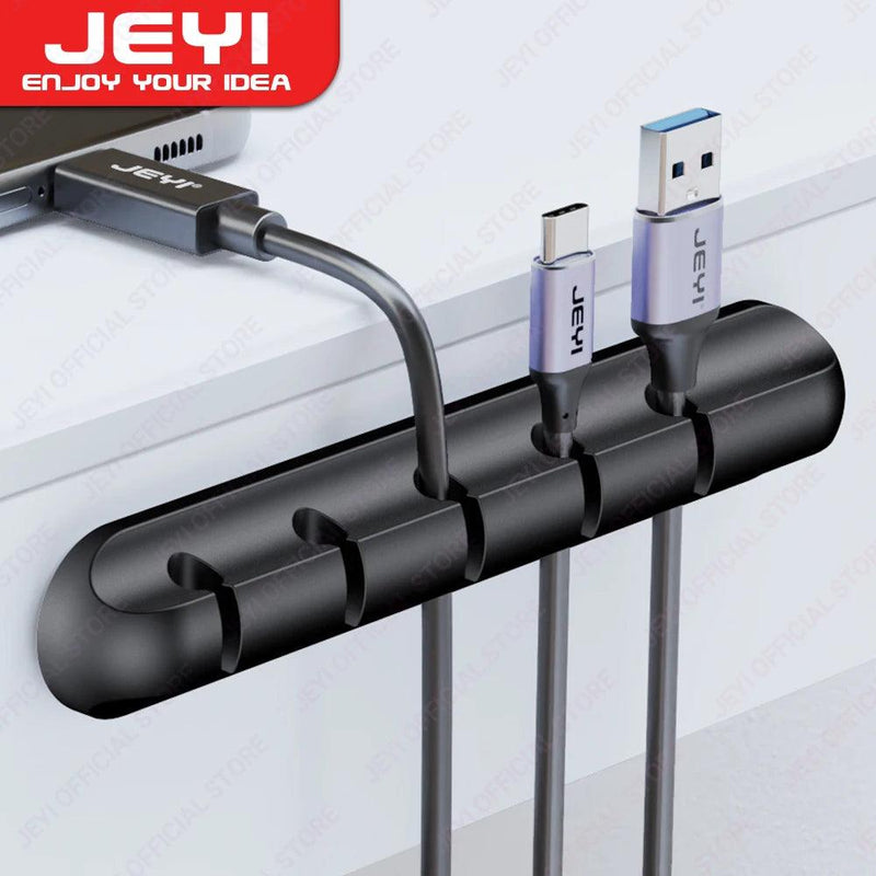 JEYI Adhesive Cable Holder Clips Cord Management Wire Organizer for Desktop USB Charging Cable Nightstand Power Cord Mouse Cable - Laranja e Tangerina