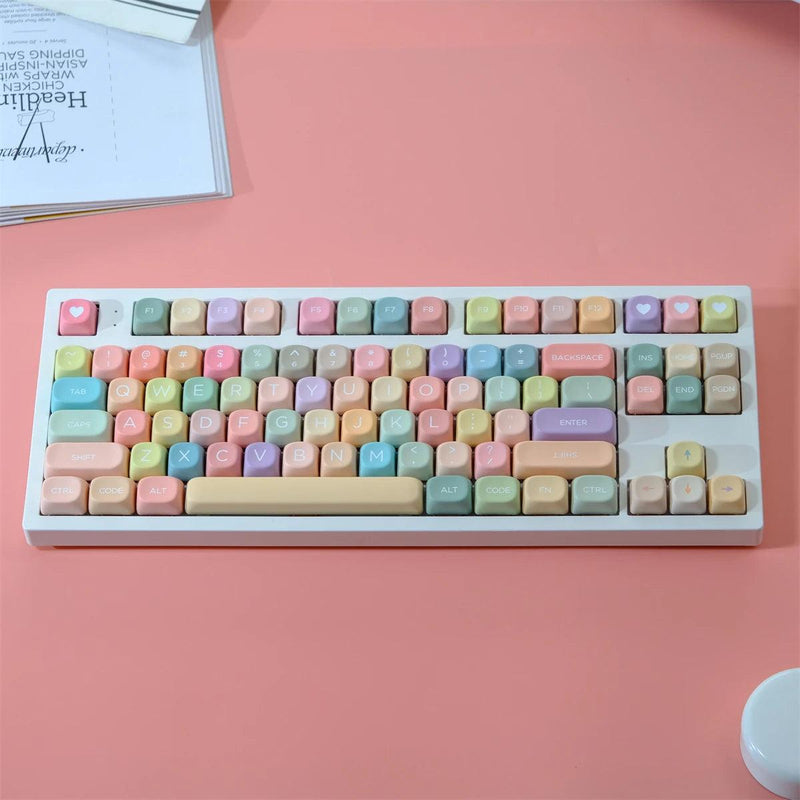 PBT Color Keycaps 129 Keys Candy Theme MOA Profile Five-sided sublimation Keycap For Gaming Mechanical Keyboard Keycap MX Switch - Laranja e Tangerina