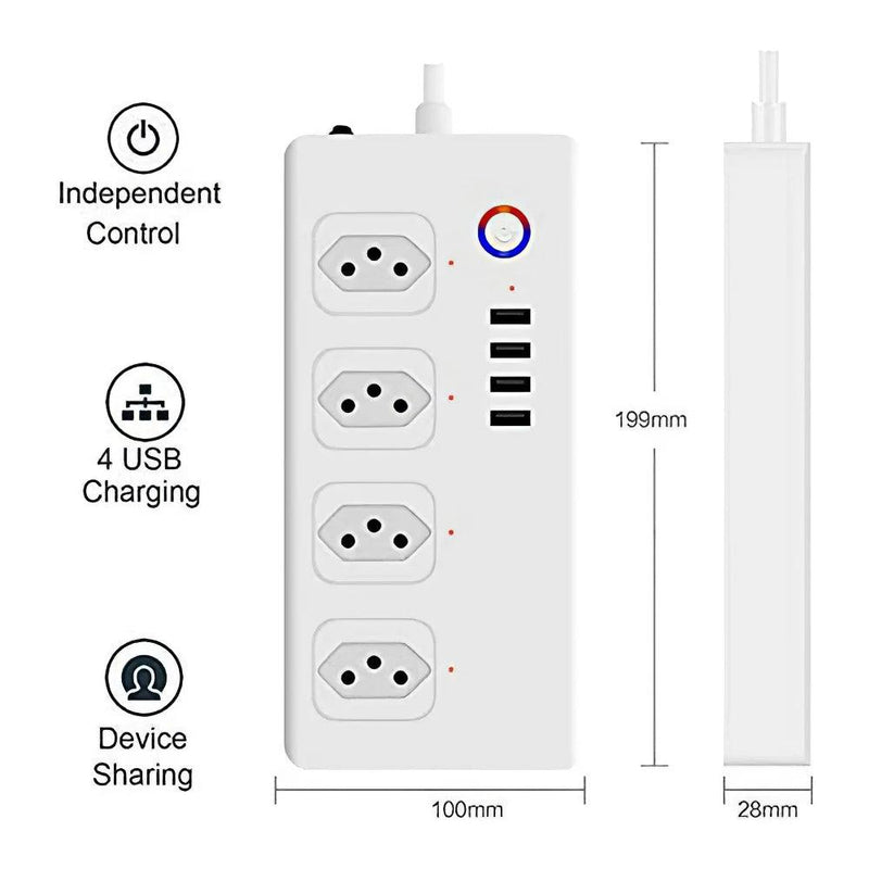 Brazil Power Strip ZigBee Wifi Tuya Smart Plug Power Strip Extension Cord Surge Protector Smart Home Socket Work with Alexa - Laranja e Tangerina