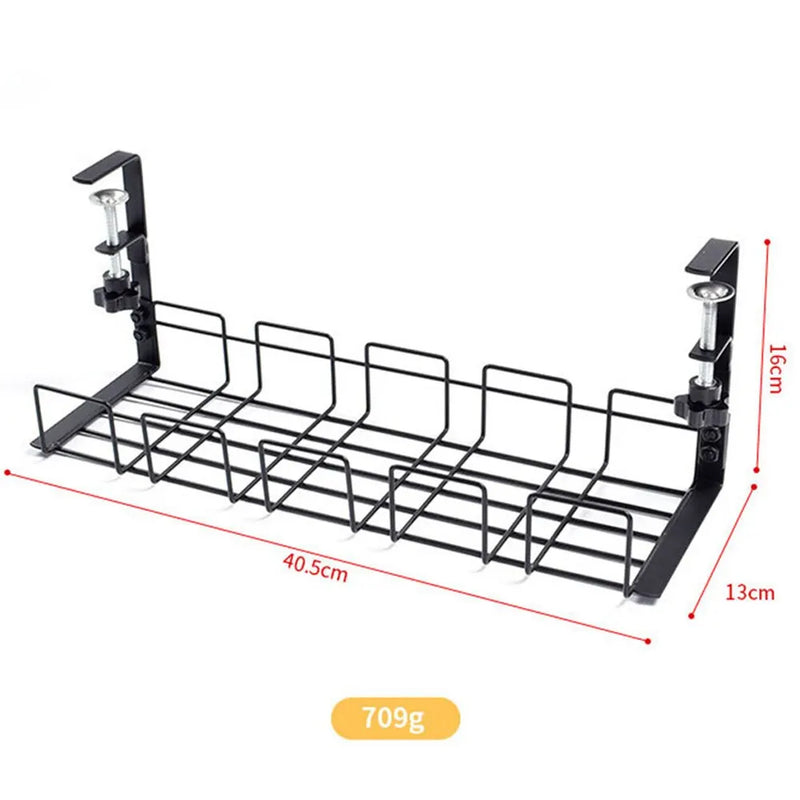 Under Table Storage Rack Metal Cable Management Tray Home Office Desk Wire Organizer No Punching Kitchen Storage Accessories - Laranja e Tangerina