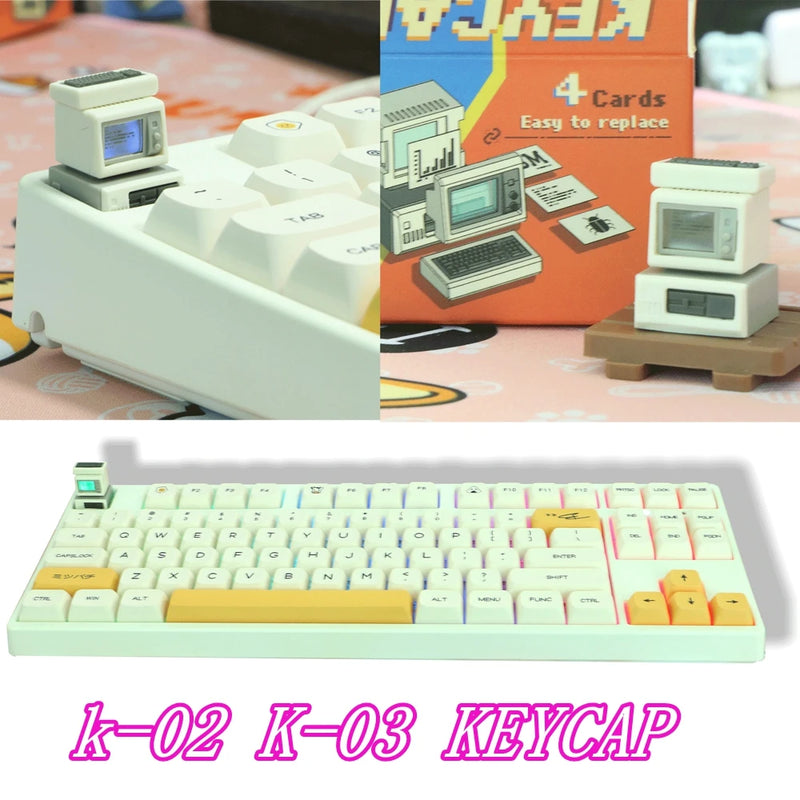 K-04 Keyboard Keycaps 3In1 For Mechanical Classic Retro Cute Transparent Key Cap Suit Cute Button Personalized Keycaps - Laranja e Tangerina