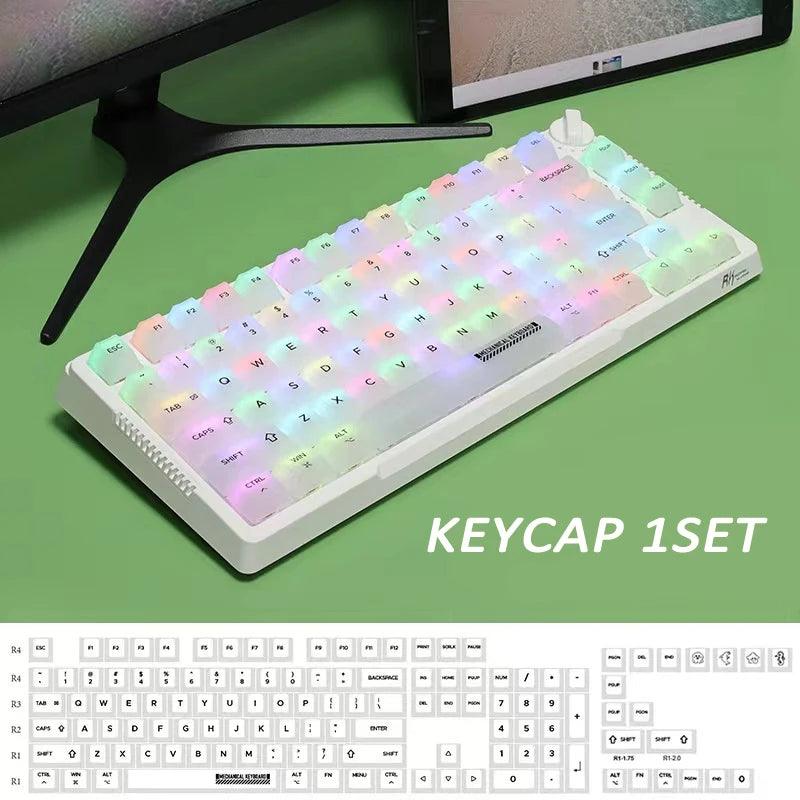 Milky White Keycap Frosted Fog Transparent Matte PC ABS 122Keys Cherry For Mechanical Keyboard 87/104/108 Russian Korean keycap - Laranja e Tangerina