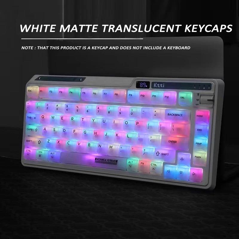 Milky White Keycap Frosted Fog Transparent Matte PC ABS 122Keys Cherry For Mechanical Keyboard 87/104/108 Russian Korean keycap - Laranja e Tangerina