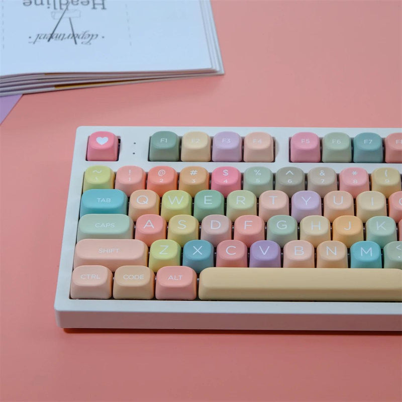 PBT Color Keycaps 129 Keys Candy Theme MOA Profile Five-sided sublimation Keycap For Gaming Mechanical Keyboard Keycap MX Switch - Laranja e Tangerina