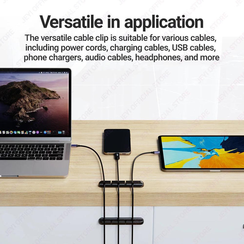 JEYI Adhesive Cable Holder Clips Cord Management Wire Organizer for Desktop USB Charging Cable Nightstand Power Cord Mouse Cable - Laranja e Tangerina