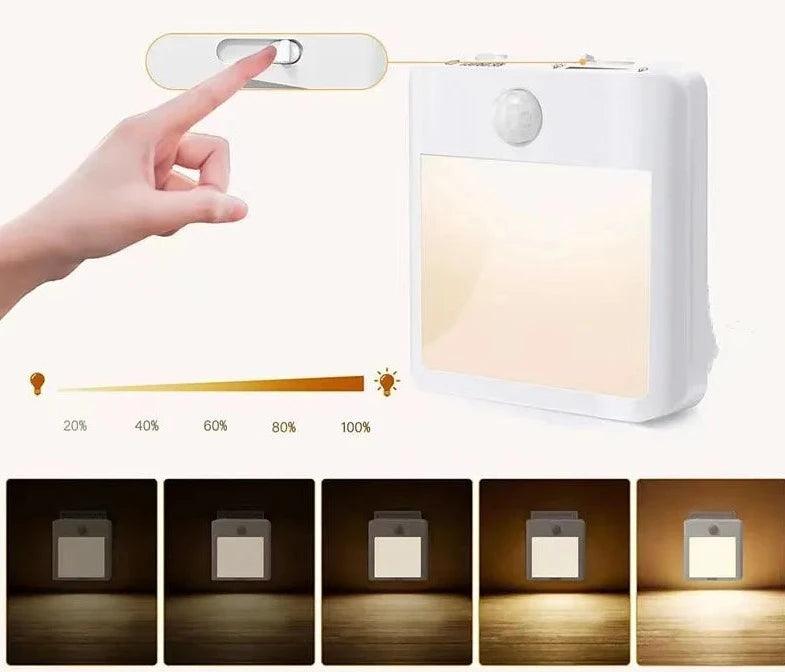 TxxCvv Motion Sensor LED Night Lights EU Plug Dimmable Cabinet Light For Baby Bedside Bedroom Corridor Night Lamp Home lighting - Laranja e Tangerina