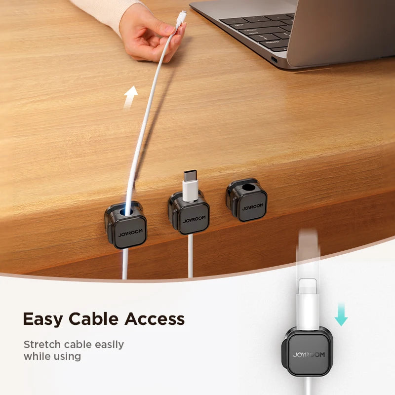 Joyroom Magnetic Cable Clips Cable Smooth Adjustable Cord Holder Under Desk Cable Management Wire Keeper Cable Organizer Holder - Laranja e Tangerina