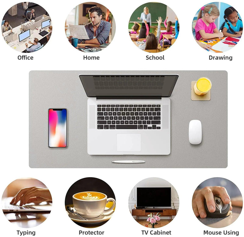 Large Size Office Desk Protector Mat PU Leather Waterproof Mouse Pad Desktop Keyboard Desk Pad Gaming Mousepad PC Accessories - Laranja e Tangerina