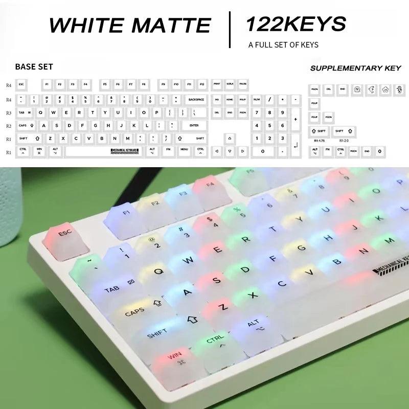 Milky White Keycap Frosted Fog Transparent Matte PC ABS 122Keys Cherry For Mechanical Keyboard 87/104/108 Russian Korean keycap - Laranja e Tangerina