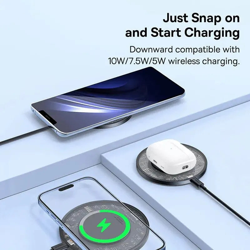 Baseus 15W Fast Wireless Charger For iPhone 15 14 For Airpods Visible Qi Wireless Quick Charging Pad For Samsung S22 Xiaomi LG - Laranja e Tangerina