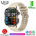 LIGE New Smart Watch 1.96 Inch Screen 420 MAh Bluetooth Call Voice Assistant Watch Sports Fitness Waterproof Smartwatch For Men - Laranja e Tangerina