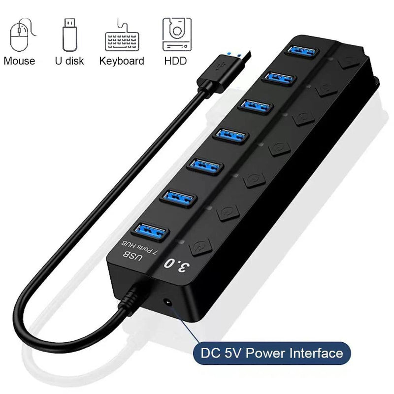 7-IN-1 USB 3.0 HUB 5Gbps High Speed USB Docking Station Extender USB HUB USB Splitter with Switch Control For Laptop Macbook pro - Laranja e Tangerina