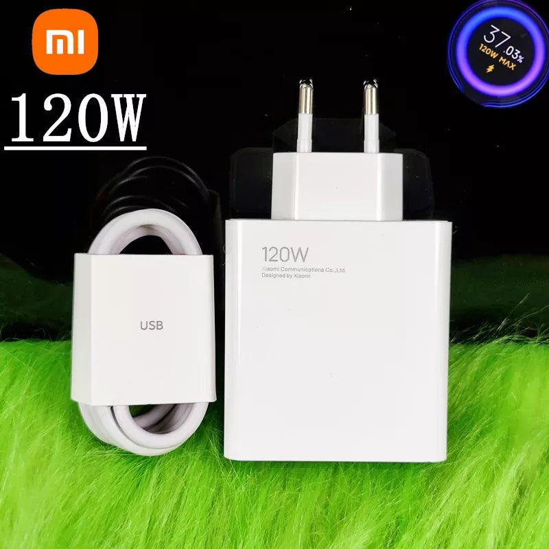 Xiaomi 11T Pro Charger 120W Original EU/US Turbo Quick charge 6A USB C cable For MI 12 pro ultranote 11t pro POCO X3 X4 M4 - Laranja e Tangerina