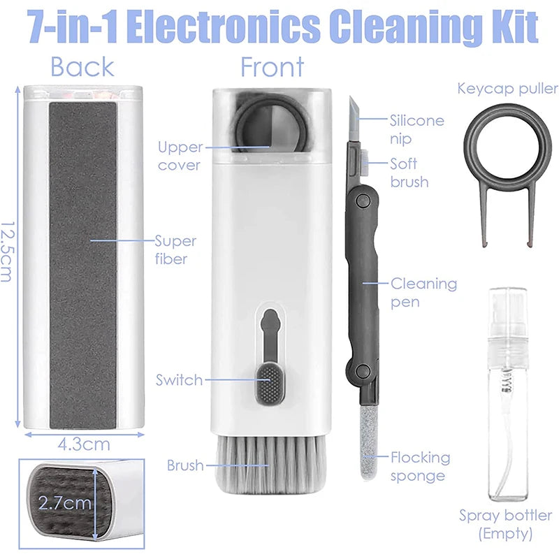 7-in-1 Keyboard Cleaning Kits Airpods Cleaner Headset Cleaner Pen Laptop Screen Cleaning Bluetooth Earphones Cleaning Kit - Laranja e Tangerina