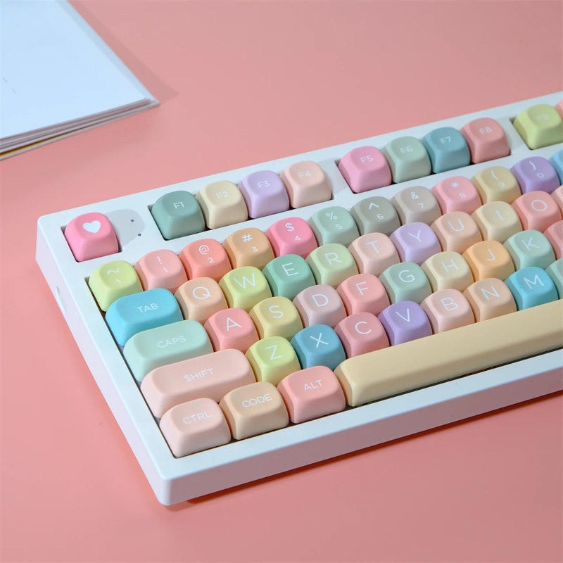 PBT Color Keycaps 129 Keys Candy Theme MOA Profile Five-sided sublimation Keycap For Gaming Mechanical Keyboard Keycap MX Switch - Laranja e Tangerina