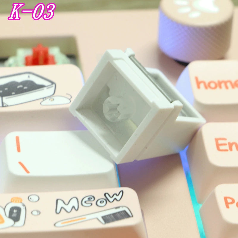 K-04 Keyboard Keycaps 3In1 For Mechanical Classic Retro Cute Transparent Key Cap Suit Cute Button Personalized Keycaps - Laranja e Tangerina