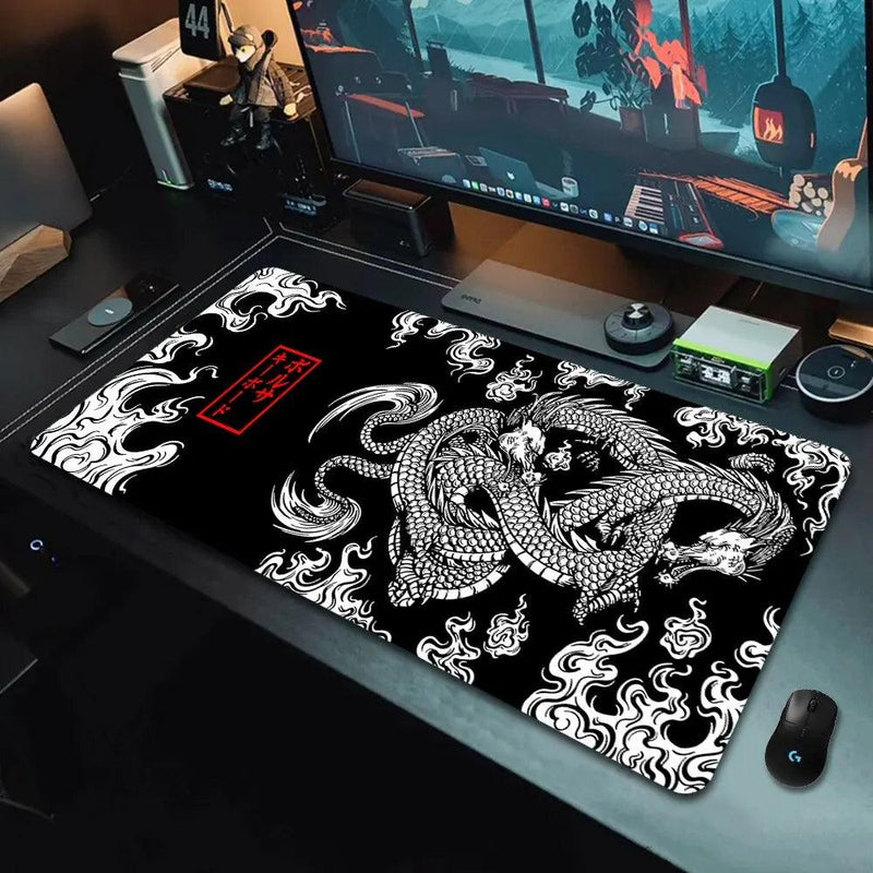 Japanese Dragon Large Gaming Mousepad XXL Keyboard Gamer Mouse Pad on The Table Speed Desk Mat Anime 900x400 700X300 Mouse Mats - Laranja e Tangerina