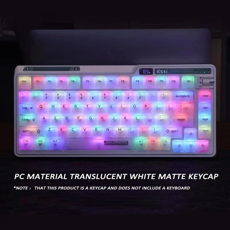 Milky White Keycap Frosted Fog Transparent Matte PC ABS 122Keys Cherry For Mechanical Keyboard 87/104/108 Russian Korean keycap - Laranja e Tangerina