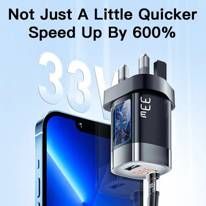 Essager 33W GaN USB C Charger Digital Display PD Fast Charging For iPhone 13 12 Max Pro iPad For Xiaomi Poco Samsung Charger Es - Laranja e Tangerina