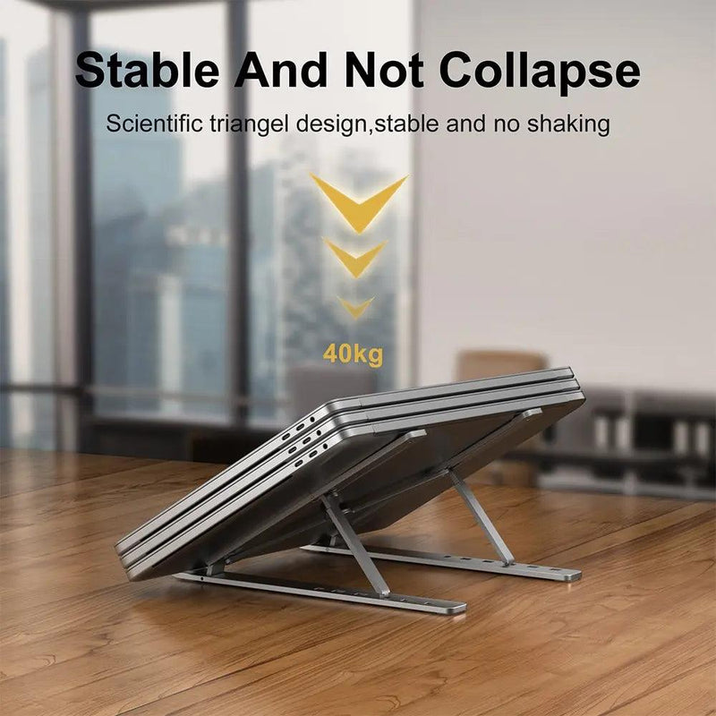 Portable Laptop Stand Aluminum Notebook Support Computer Bracket Macbook Air Pro Holder Accessories Foldable Lap Top Base For Pc - Laranja e Tangerina