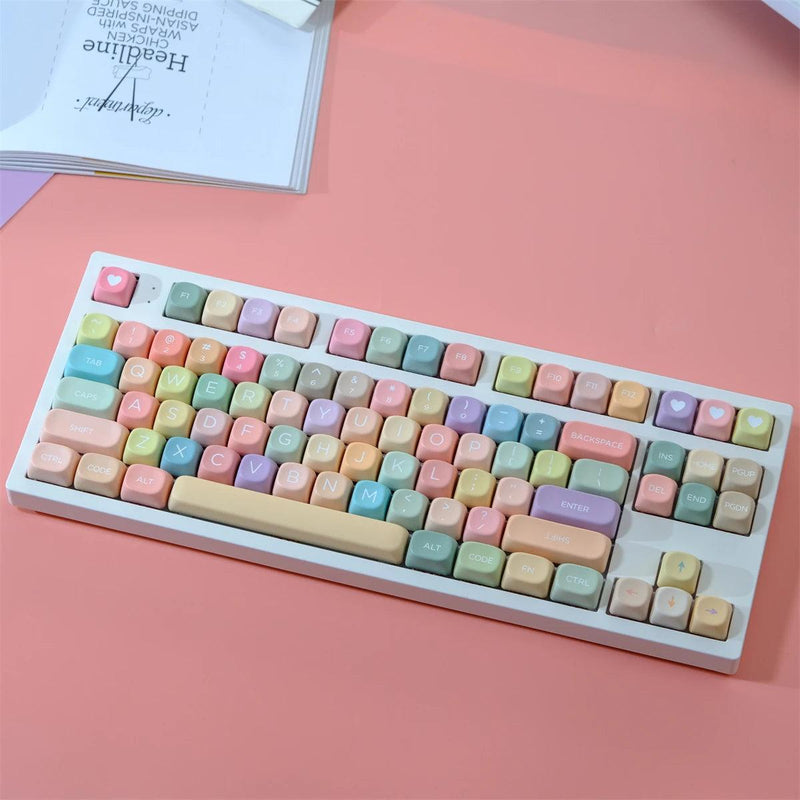 PBT Color Keycaps 129 Keys Candy Theme MOA Profile Five-sided sublimation Keycap For Gaming Mechanical Keyboard Keycap MX Switch - Laranja e Tangerina