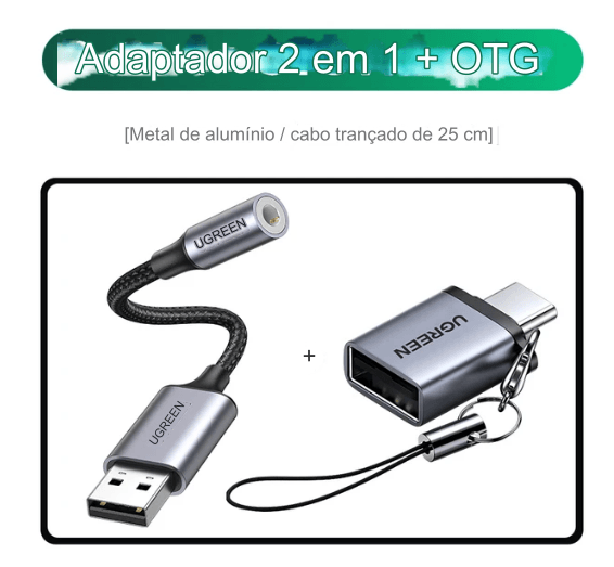 UGREEN-USB Placa De Som de alumínio - Laranja e Tangerina