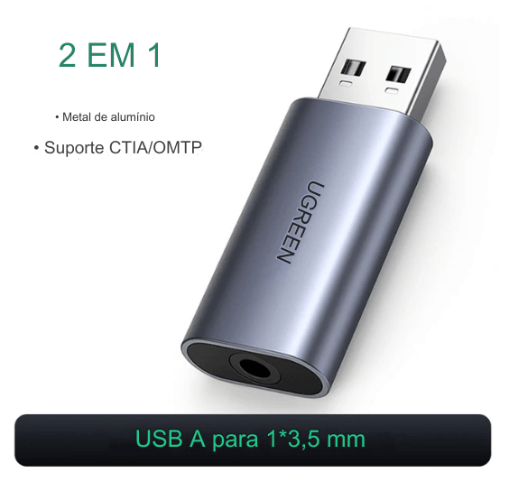 UGREEN-USB Placa De Som de alumínio - Laranja e Tangerina