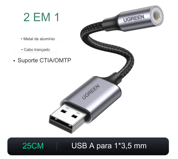 UGREEN-USB Placa De Som de alumínio - Laranja e Tangerina